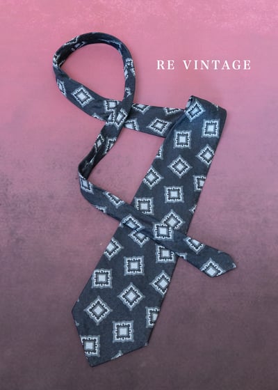 深藍夜空幾何方塊領帶1