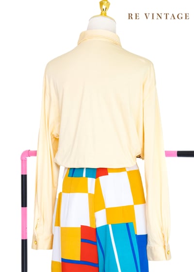 『歐洲寶物』氣質小花鵝黃色棉質上衣5