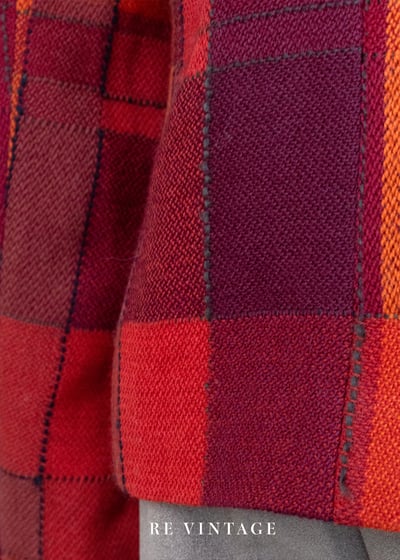 『歐洲寶物』法國製 - 氣質出眾的橘紅色不規則格紋西裝外套14