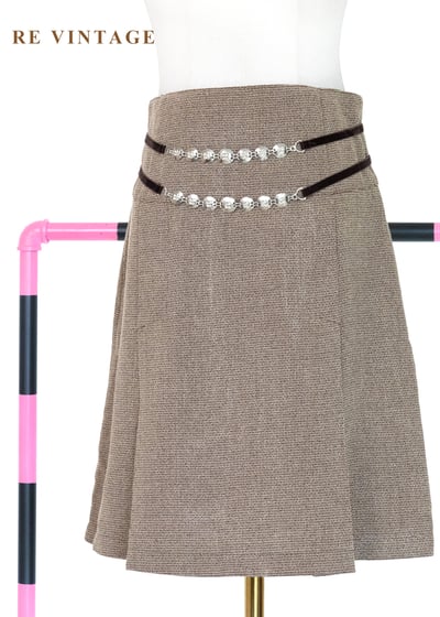 質感單品 - 時空銀釦褐色短裙（28"）1