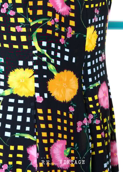 雙色康乃馨格紋長洋裝11