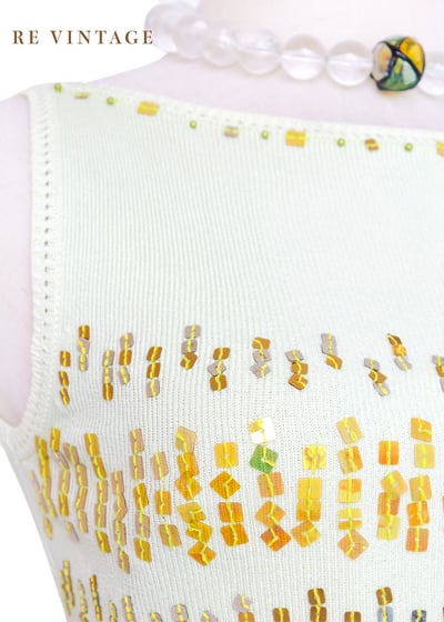 情人果綠小方格亮片針織背心10