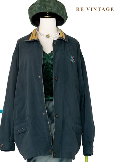 城市獵人 - 百搭墨綠寬鬆夾克外套1