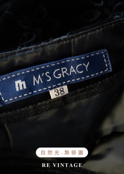 日本製 - 優雅鏤空花磚黑絨美裙（25"）11