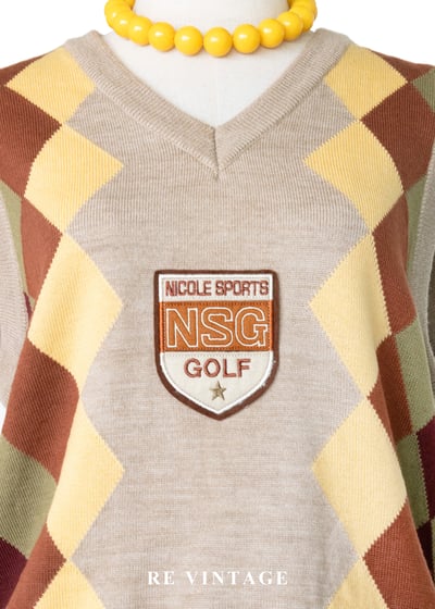 暖色系四色菱格紋針織背心3