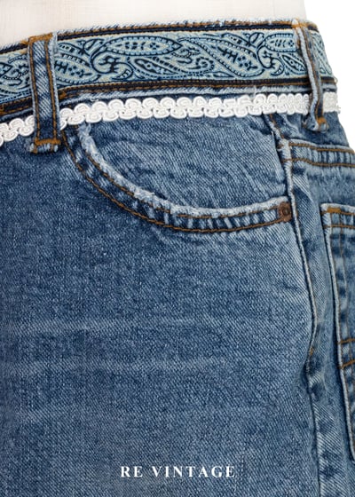 流浪的波西米亞變形蟲緞帶流蘇牛仔裙（27"）7