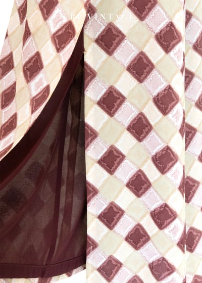 酒紅與米白的棋盤詩篇長裙（26"）7