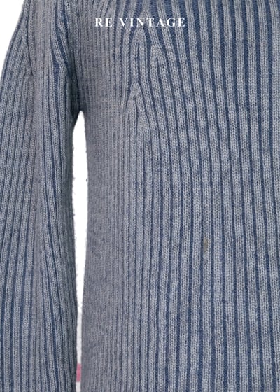 洗舊藍放射立體線條織紋套頭毛衣6