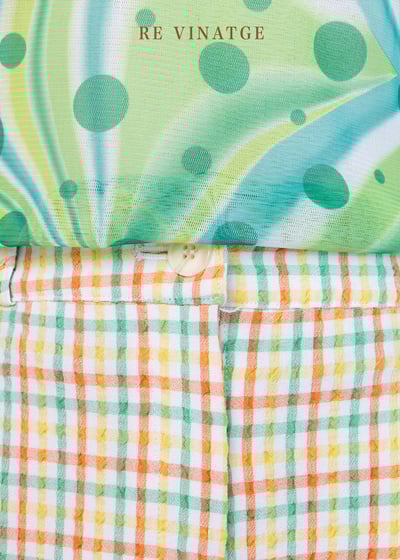 『歐洲寶物- 希臘製』青蘋果綠流線點點透膚網紗上衣7