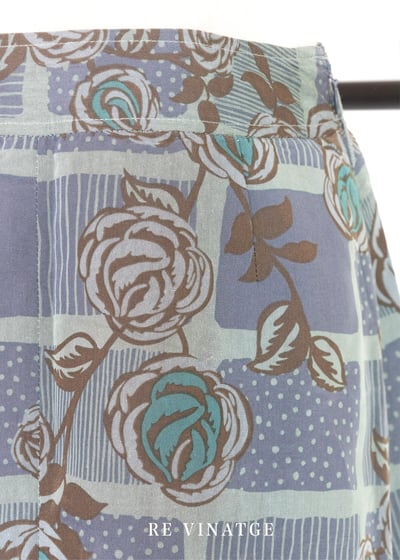 玫瑰藤蔓霧面藍綠色格紋棉質中長裙（~26）3