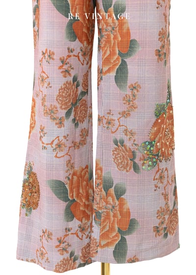 Orange Rose 粉色格紋高腰直筒褲（28"）10