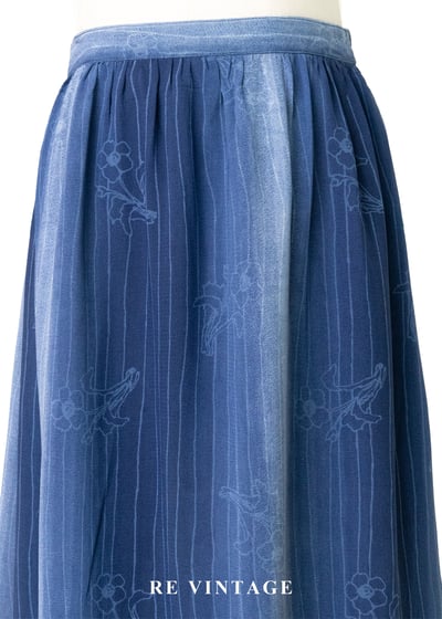 深夜花市漸層藍手繪花朵長裙（24-28"）3