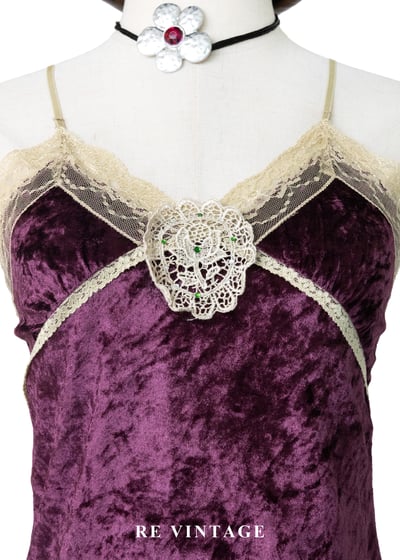 空靈少女 -  紅紫色絨布細肩帶背心3