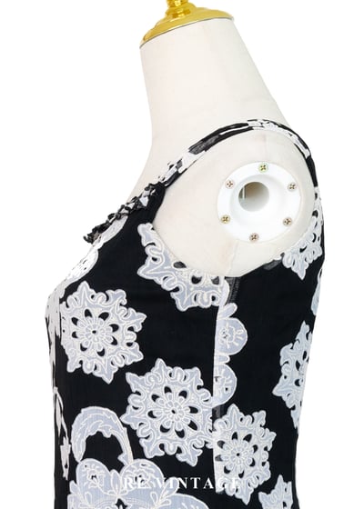 復古大花黑白氣質洋裝10