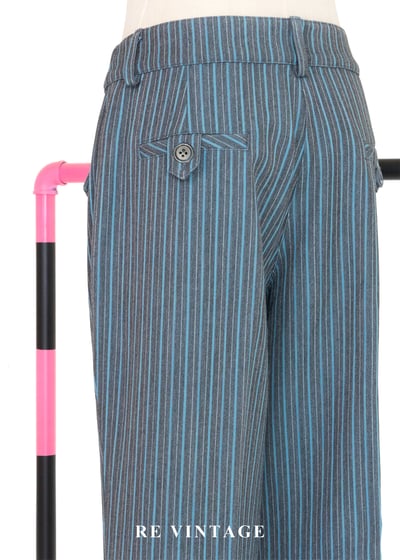 必備單品 - 街頭灰藍線條酷感長褲(30-32")11