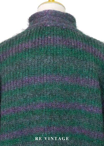 可愛的綠紫色條紋針織外套15
