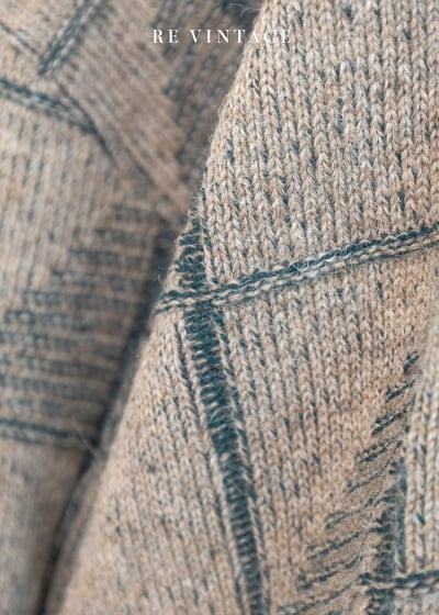 淺棕綠方格紋針織毛衣外套11