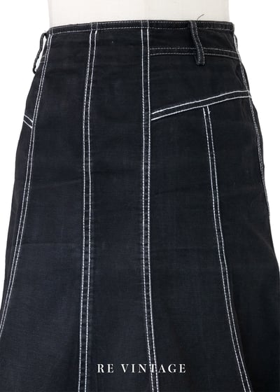 Stitch Patch 手繪趣味縫線黑色短裙（26"）3