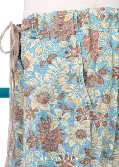 鄉村藍棕黃花慵懶午後寬版直筒褲（24-32"）9