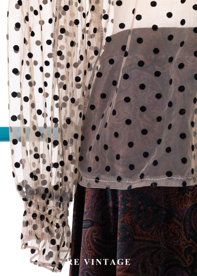 粉橘透膚波點午茶時光上衣9