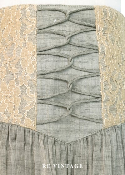 亞麻泥土蕾絲花徑長裙（26"）5