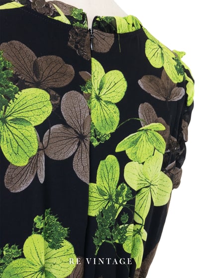 綠色花影黑雪紡連身褲18