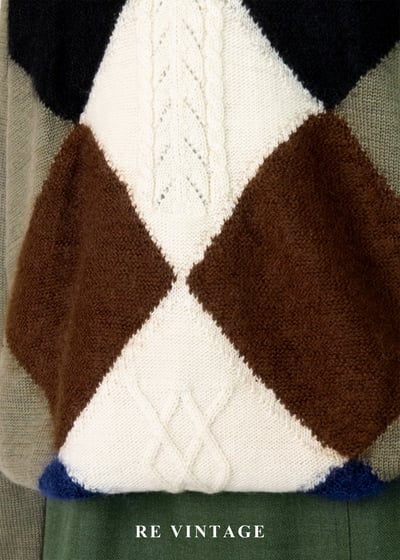 日本製 - Moss Green 四色菱格紋針織毛衣6