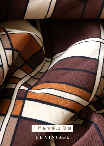 暖橘奶油白菱格紋氣質長楊裝16