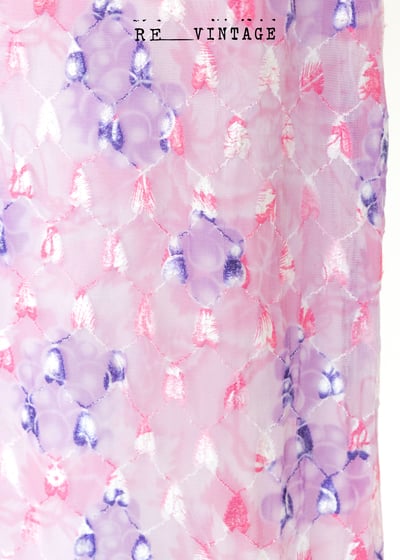 螢光粉紫色編織刺繡圖騰網紗長裙9