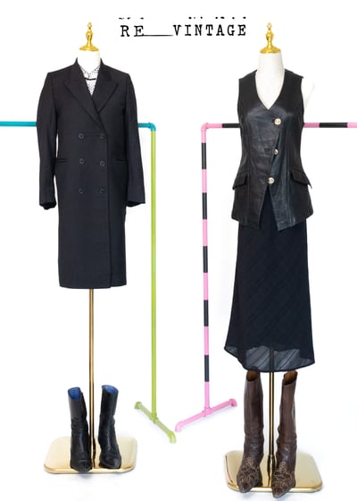 『法國寶物』雙排釦小黑格中長版西裝外套3