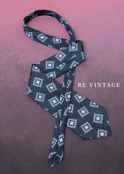 深藍夜空幾何方塊領帶7