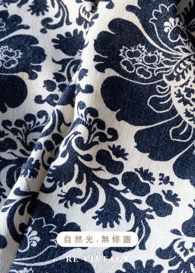 深藍白花復古花紋喇叭褲13