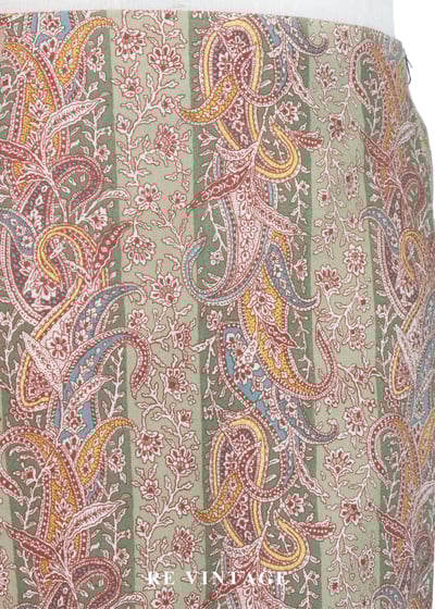 東方花紋草綠流蘇及膝裙（24.5）5