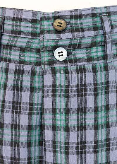 高腰綠紫色小格紋五分褲4