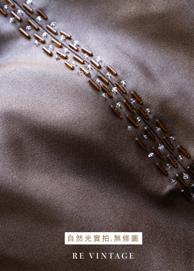 質感單品 - 深棕色金珠線條中長裙（27"）10