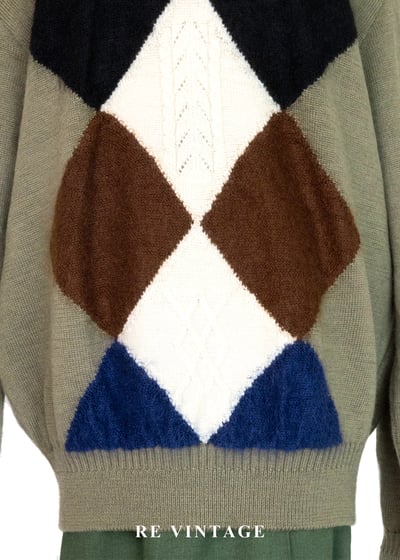 日本製 - Moss Green 四色菱格紋針織毛衣4