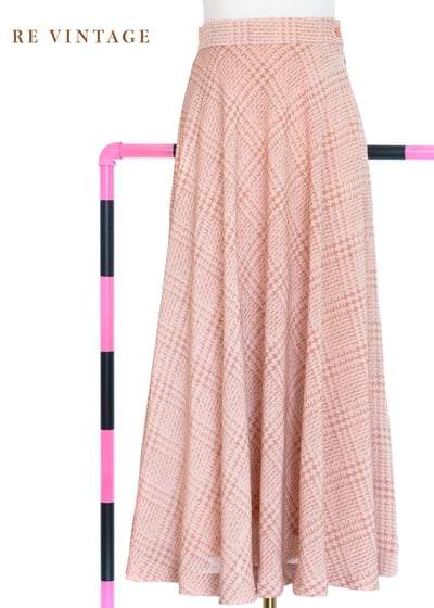 甜甜粉紅菱格印刷紋路長裙（24"）1