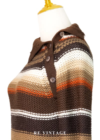 南瓜咖啡奶泡線條斜肩針織毛衣7