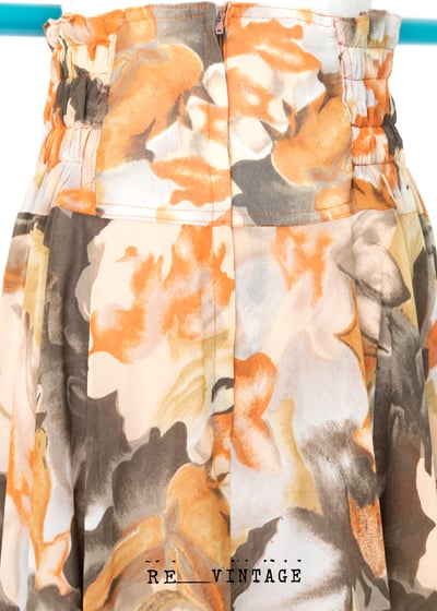 橘子色抽象花朵中長裙7