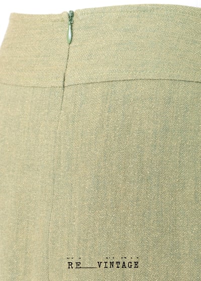 草綠色氣質不規則下擺中長裙6