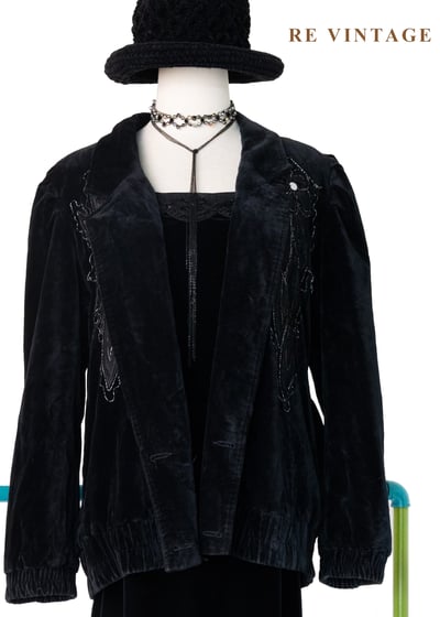 花羽輪廓黑絨深處外套6