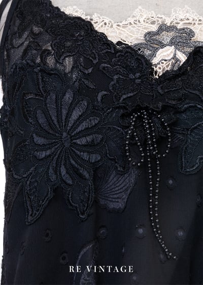 貝殼黑紗珠珠蝴蝶結細肩帶洋裝4