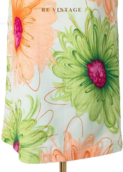 嫩綠與亮橘畫線花花美裙（25"）4