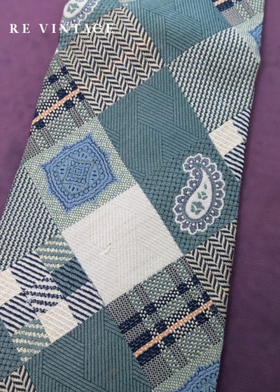 奶綠色變形蟲菱格紋領帶6