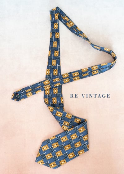 義式窗格黃藍色領帶1