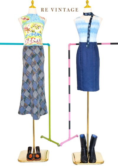 Classic Blue 高腰雙釦氣質裙裙（23"）2