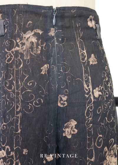 墨夜花煙灰藍色雪紡高腰長褲（25"）10