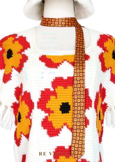 大紅花嬉皮白日夢像素針織上衣3