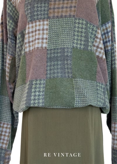 Courtyard 薄款寬鬆千鳥格紋套頭毛衣7