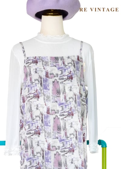 蒙馬特的街頭畫板細肩帶長洋裝3